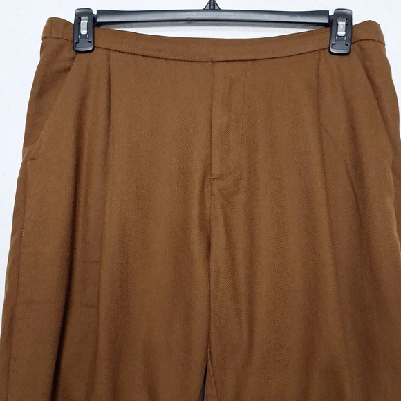 Zara Brown Bohemian Baggy High Rise Tapered Leg Trouser Pants Size M - Picture 2 of 12